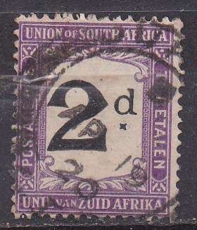 Union of SA 1914-22 postage due 2d type 1 FU with variety. CV: ???