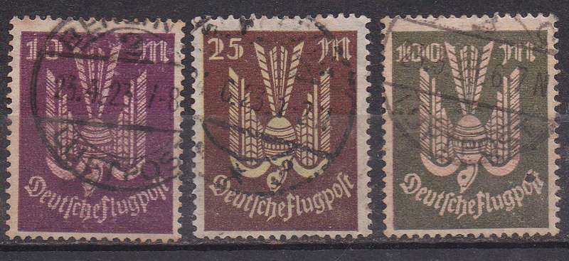 Germany 1923 airmail issue, short set FU