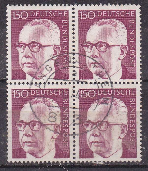 Germany 1972 president Gustav Heinemann 150pf block of 4 FU