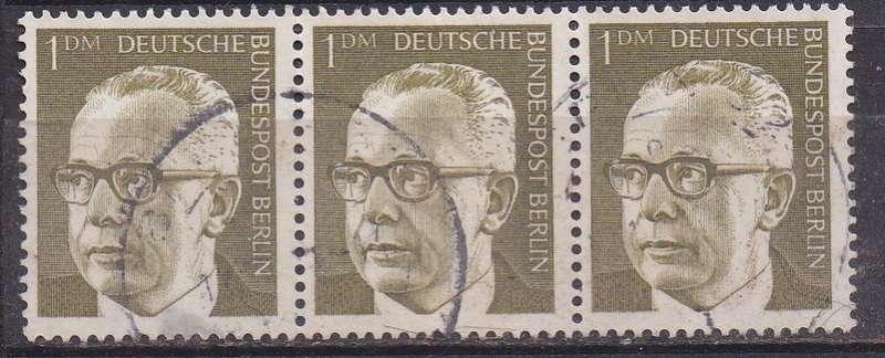 Germany 1970 president Gustav Heinemann 1DM strip of 3 FU