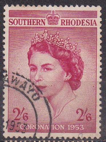 Southern Rhodesia 1953 QEii coronation 2/- 6d FU
