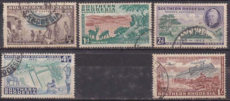 Southern Rhodesia 1953 birth centenary of Cecil Rhodes full set FU