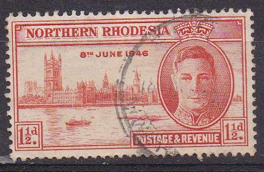 Northern Rhodesia 1946 victory issue 1 & 1/2d FU