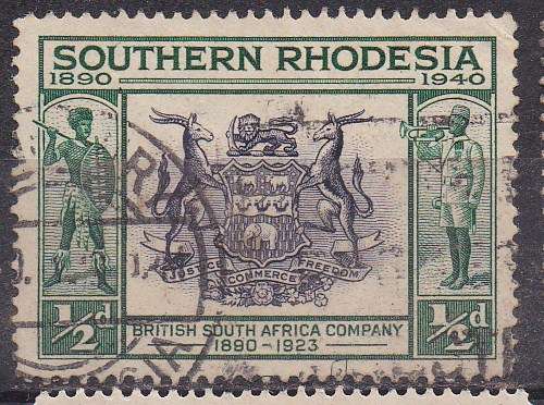 Southern Rhodesia 1940 British South Africa Company's golden jubilee 1/2d FU