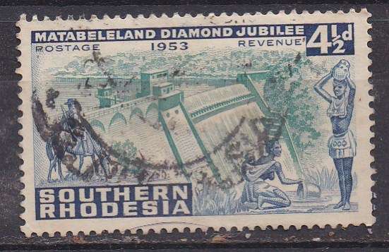 Southern Rhodesia 1953 birth centenary of Cecil Rhodes 4 & 1/2d FU