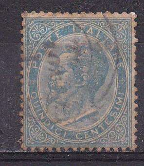 Italy 1865 King Victor Emmanuel ii, 15c surcharged with 20c type 3 FU