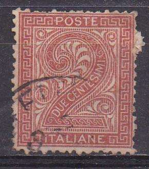 Italy 1865 value stamp 2c FU