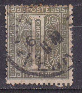 Italy 1863 value stamp 1c FU