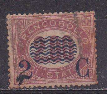 Italy 1878 official stamps O/P in blue. 2c on 2l FU