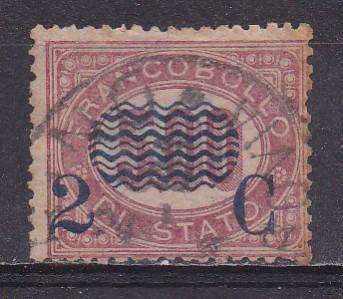 Italy 1878 official stamps O/P in blue. 2c on 5l FU