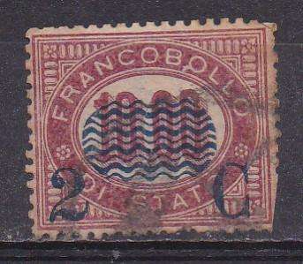 Italy 1878 official stamps O/P in blue. 2c on 10l FU