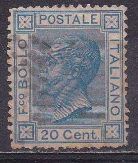 Italy 1867 King Victor Emmanuel ii, 20c new drawing FU