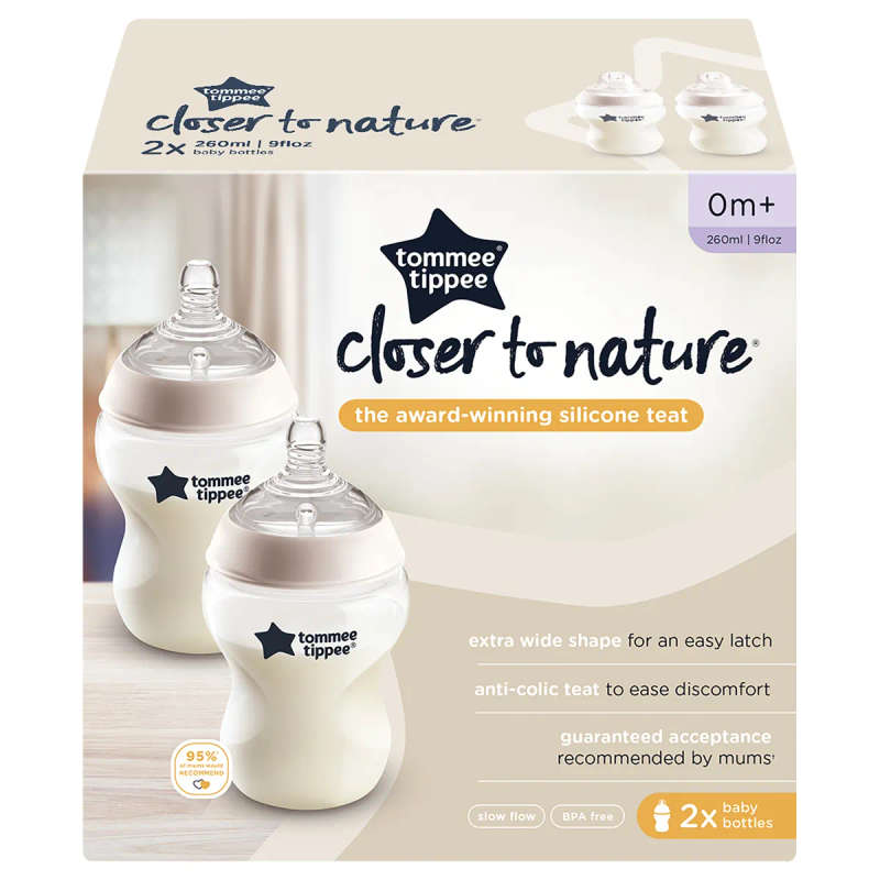 Tommee Tippee Closer To Nature Bottle 260ml 2 Pack 0m+