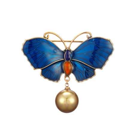 Antique Bronze Color Enamel Butterfly Brooch
