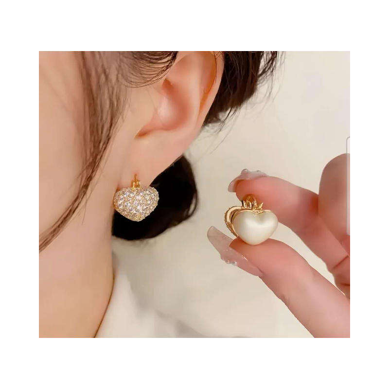 Heart-shaped double-sided earrings