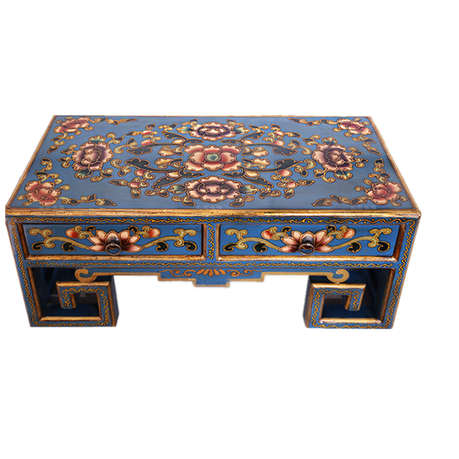 Distressed Hand-Painted Solid Wood Coffee Table