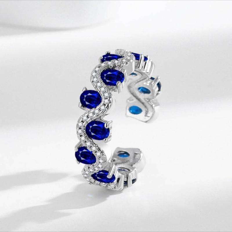 Snake Oval Blue  Open Ring