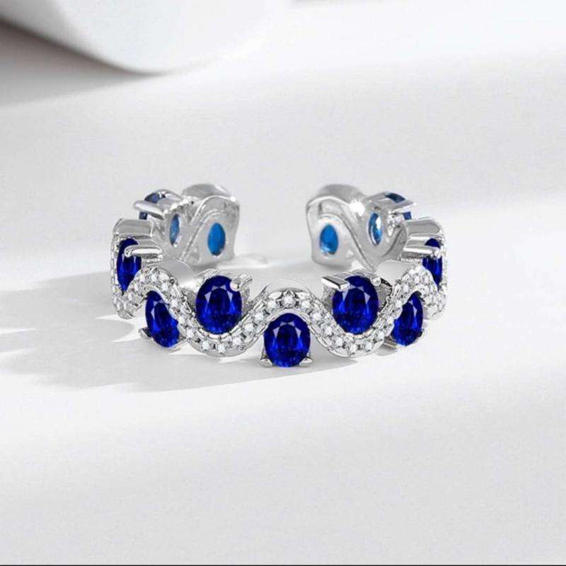 Snake Oval Blue  Open Ring