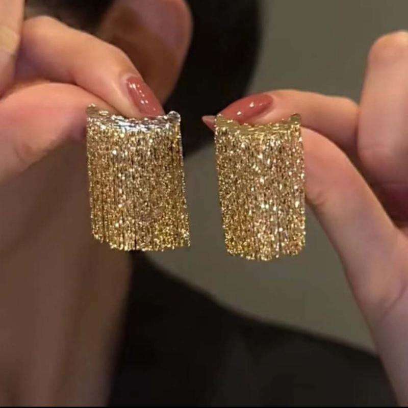 A row of tassel earrings