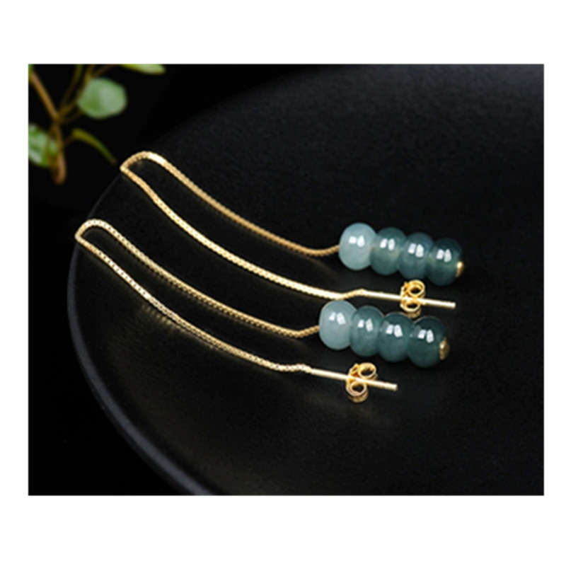 S925 Silver Jade Bead Earrings