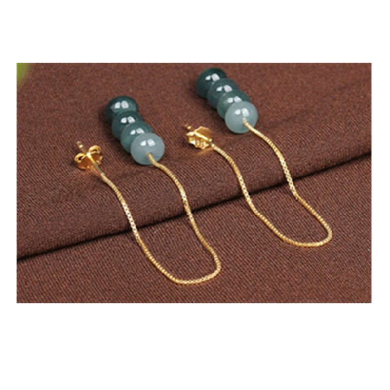 S925 Silver Jade Bead Earrings