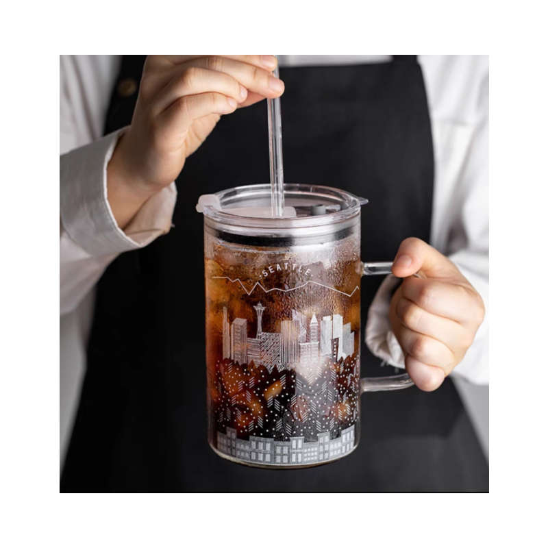 Large Capacity Cup with Lid and Straw Set - White City