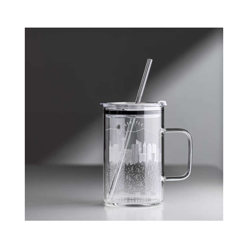 Large Capacity Cup with Lid and Straw Set - White City
