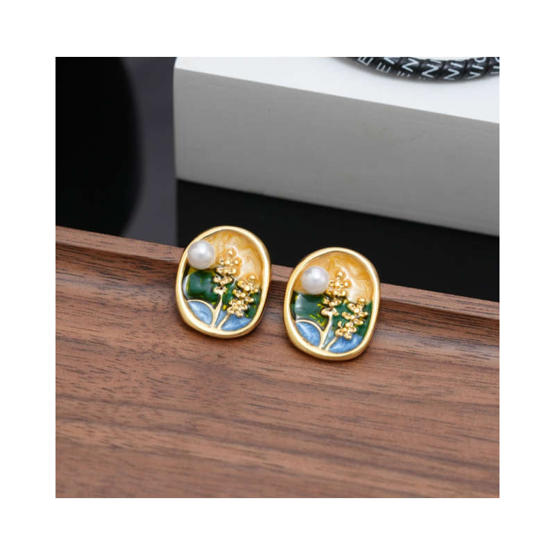 French Retro Wheat Ear Pattern Earrings