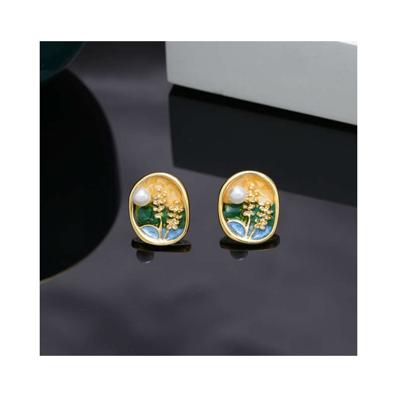 French Retro Wheat Ear Pattern Earrings