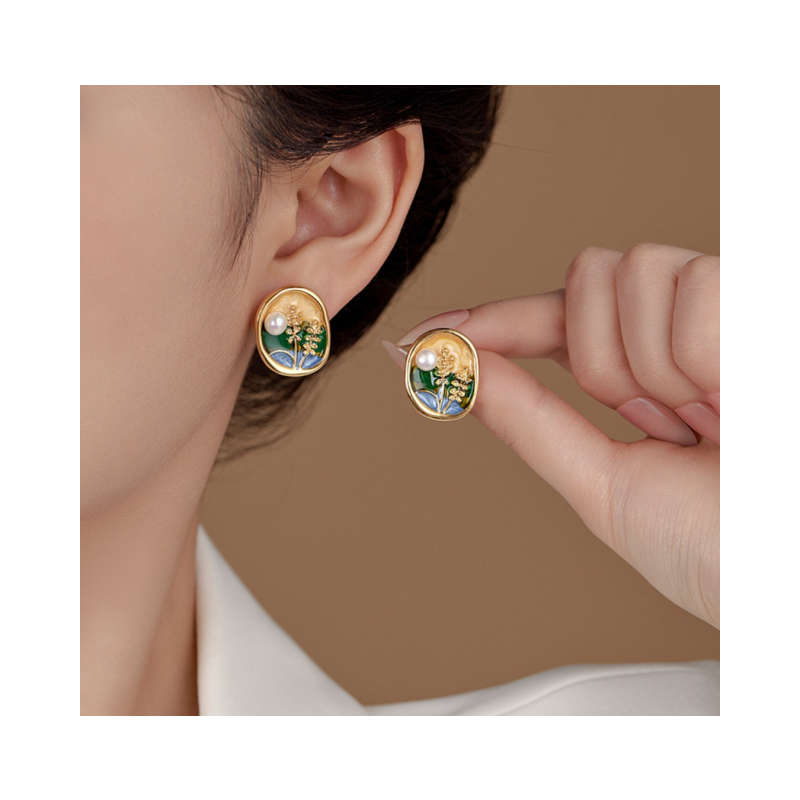 French Retro Wheat Ear Pattern Earrings