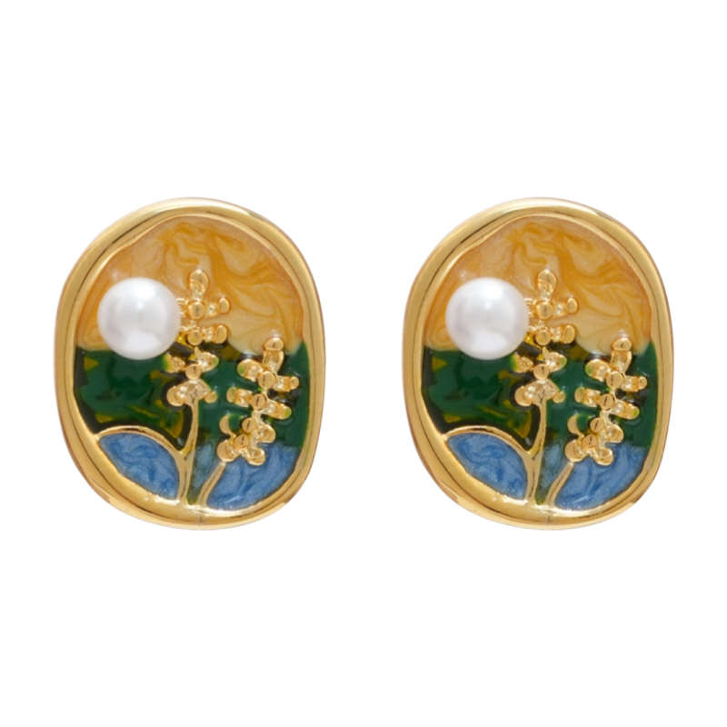 French Retro Wheat Ear Pattern Earrings