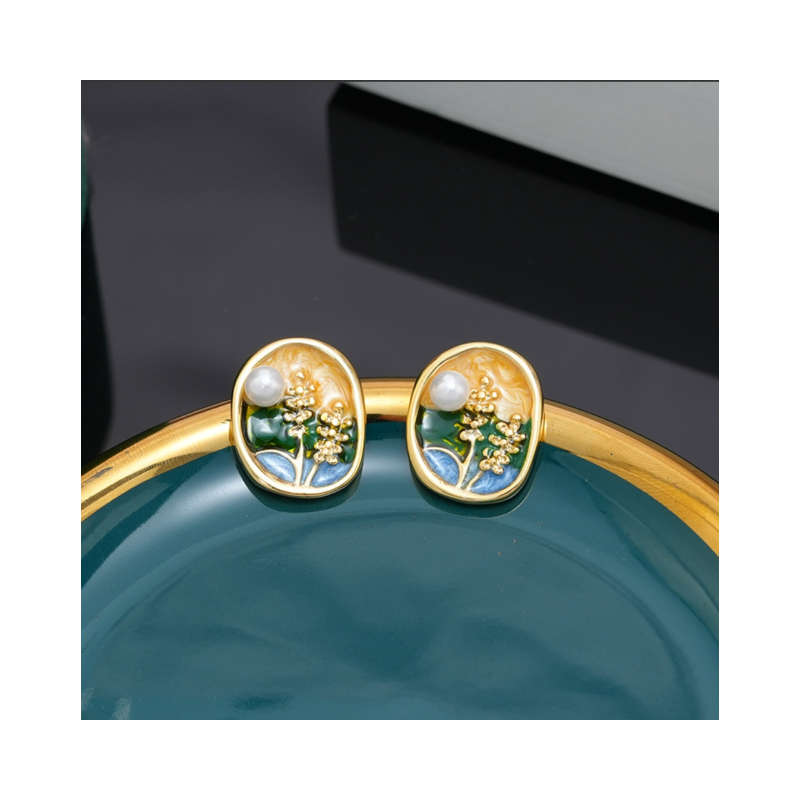 French Retro Wheat Ear Pattern Earrings