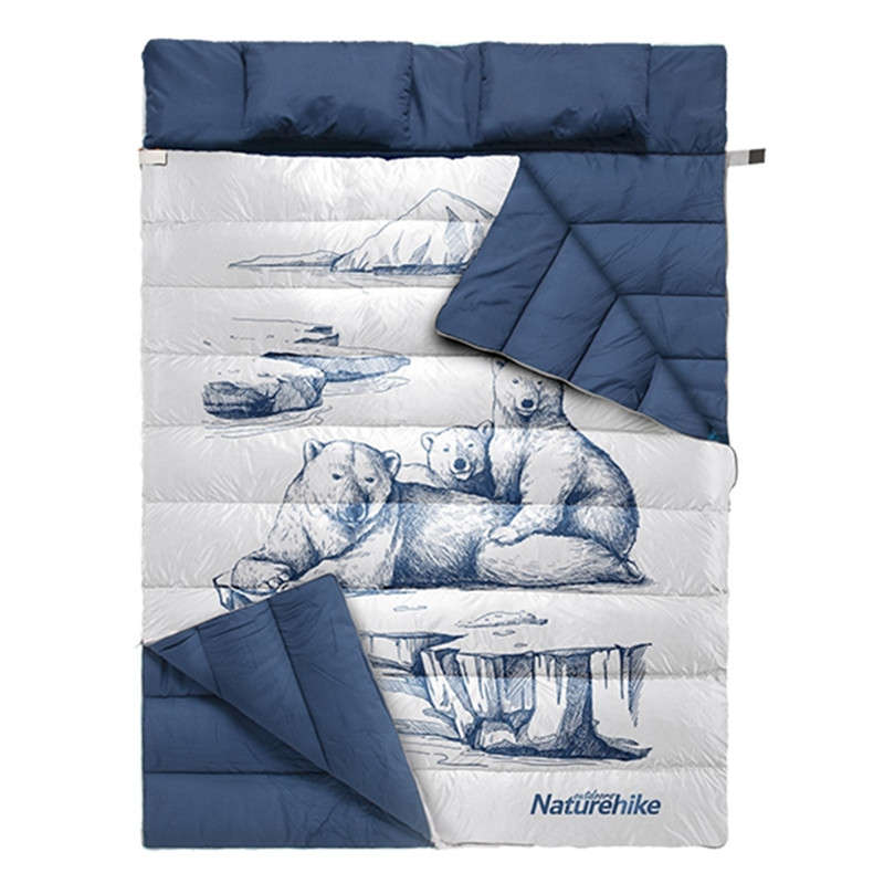 Polar Bear Pattern Double Sleeping Bag Double person pattern sleeping bag, warm and comfortable This