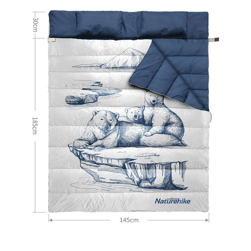 Polar Bear Pattern Double Sleeping Bag Double person pattern sleeping bag, warm and comfortable This
