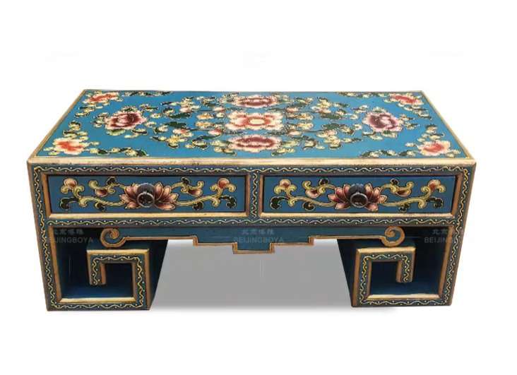 Distressed Hand-Painted Solid Wood Coffee Table