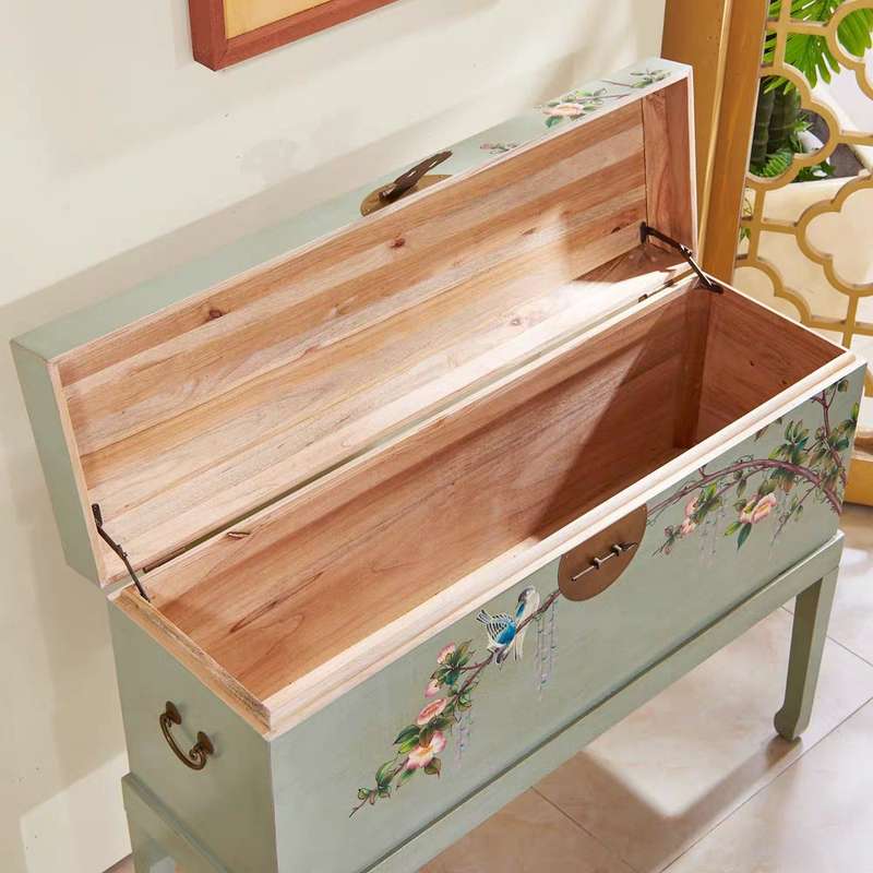 Chinese style hand-painted camphorwood solid wood storage cabinet