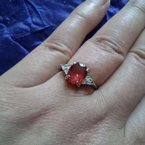 Dark Pink Cubic Zirconia Ring