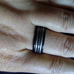 Black and Grey Stainless Steel Ring - Men