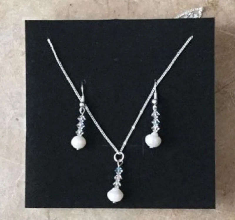 Pearl and Swarovski Crystal Jewelry Set - My Own Design - Handmade
