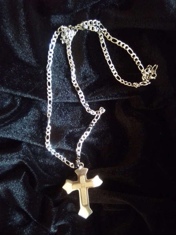 Gold and Silver Stainless Steel Cross and Chain