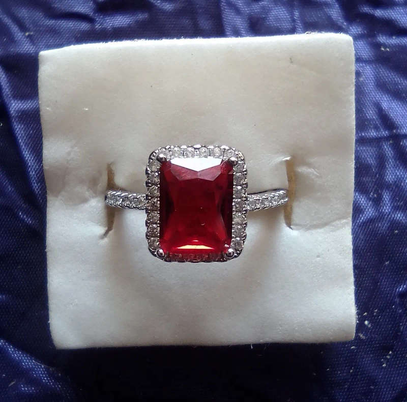 Red Cubic Zirconia Diamante Ring