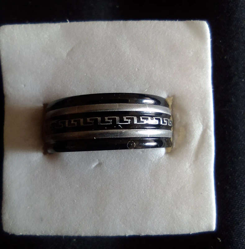 Black and Grey Stainless Steel Ring - Men