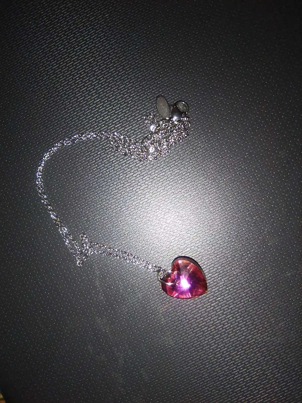 Pink Heart Glass Crystal Necklace