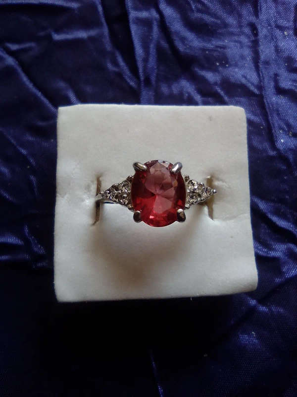 Dark Pink Cubic Zirconia Ring