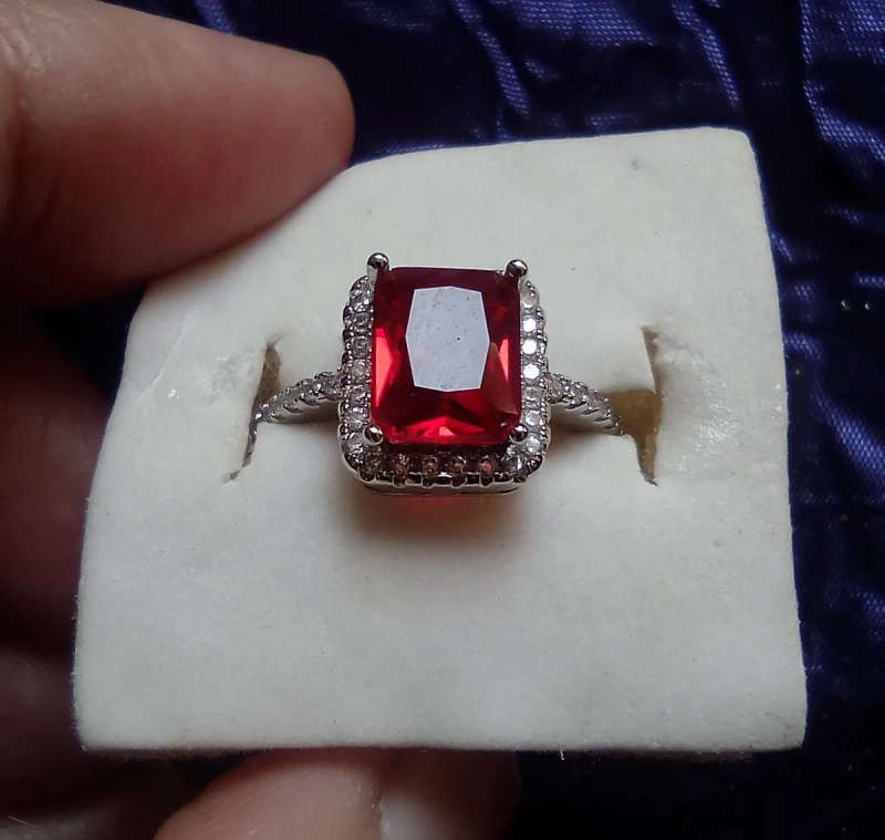 Red Cubic Zirconia Diamante Ring