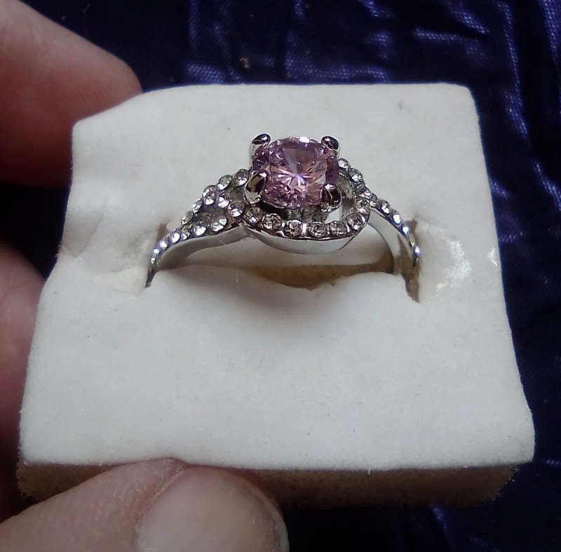 Pink Cubic Zirconia Silver Ring