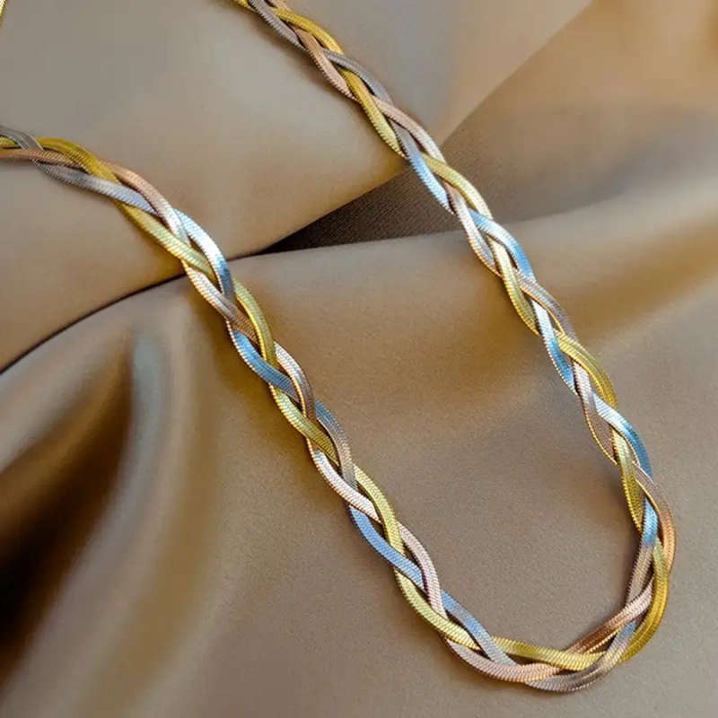 Tri Colour Stainless Steel Necklace