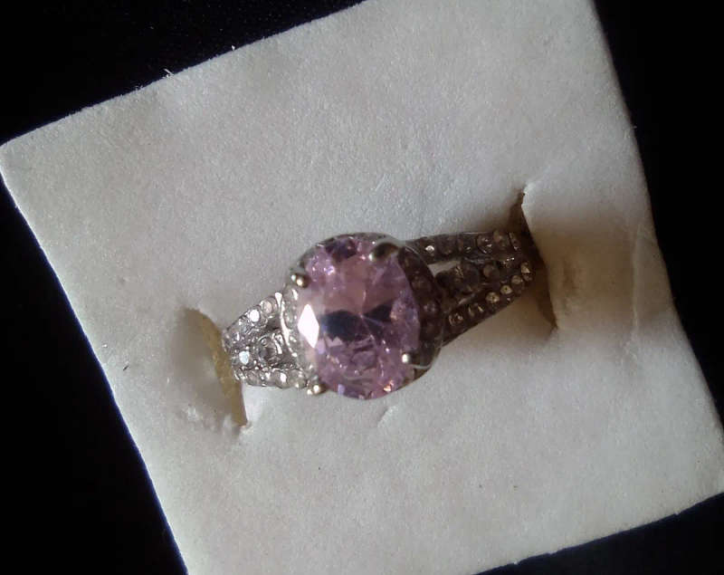 Pink Cubic Zirconia Silver ring