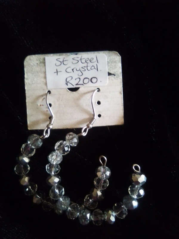 Stainless Steel and Austrian Crystals Hoop Earrings