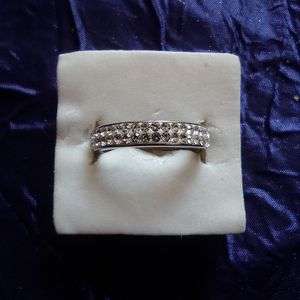Double Row Cubic Zirconia, Stainless Steel Ring